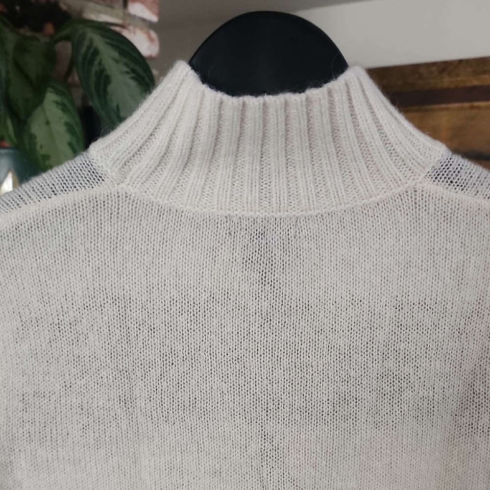 Eddie Bauer Ski Sweater Womens M Cream Mock Neck Skier Nordic Apres Ski Winter - Picture 7 of 13